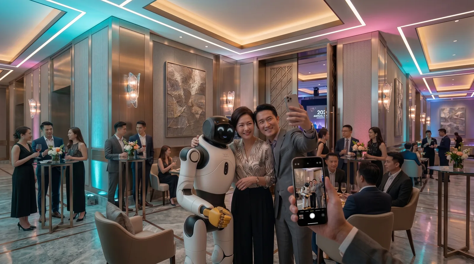 X2 Ultra 機械人在活動入口與來賓互動